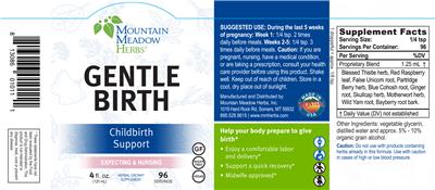 Photo of the Mountain Meadow Herbs Gentle Birth label
