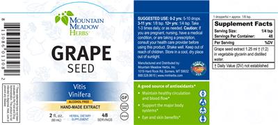 Photo of the Mountain Meadow Herbs Grape Seed label