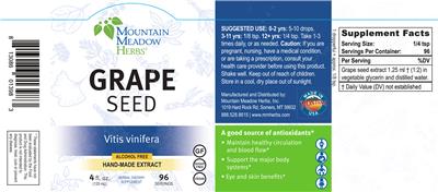 Photo of the Mountain Meadow Herbs Grape Seed label