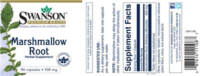 Photo of the Swanson Premium Brand Marshmallow Root 500 mg label