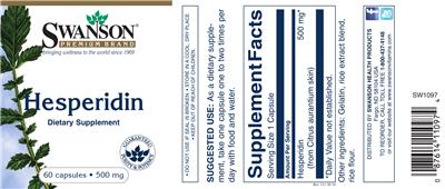 Photo of the Swanson Premium Brand Hesperidin 500 mg label