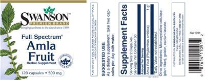 Photo of the Swanson Premium Brand Full Spectrum Amla Fruit 500 mg label
