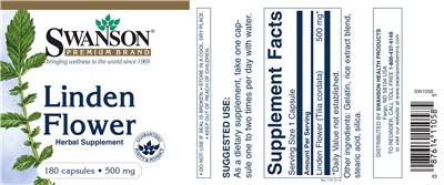 Photo of the Swanson Premium Brand Linden Flower 500 mg label