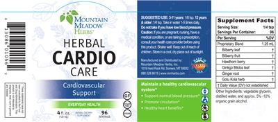 Photo of the Mountain Meadow Herbs Herbal Cardio Care label