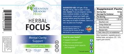 Photo of the Mountain Meadow Herbs Herbal Focus label