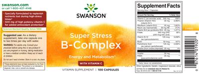 Photo of the Swanson Super Stress B-Complex with Vitamin C label