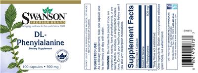 Photo of the Swanson Premium Brand DL- Phenylalanine 500 mg label