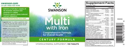 Photo of the Swanson Multi with Iron Century Formula label