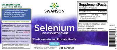 Photo of the Swanson Selenium 100 mcg label