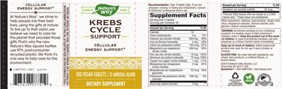 Photo of the Nature's Way Krebs Cycle Support label