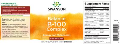 Photo of the Swanson Balance B-100 Complex High-Potency label