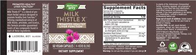 Photo of the Nature's Way Milk Thistle X label