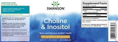 Photo of the Swanson Choline & Inositol label