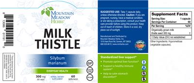 Photo of the Mountain Meadow Herbs Milk Thistle 300 mg label