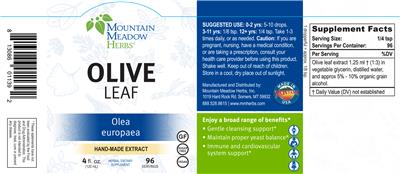 Photo of the Mountain Meadow Herbs Olive Leaf label