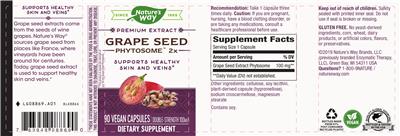 Photo of the Nature's Way Grape Seed Phytosome 2x label