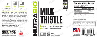 Product label for Milk Thistle 300 mg