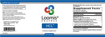 Photo of the Loomis Enzymes HCl label