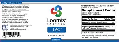 Photo of the Loomis Enzymes LAC label