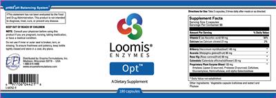 Photo of the Loomis Enzymes Opt label