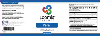 Photo of the Loomis Enzymes Para label