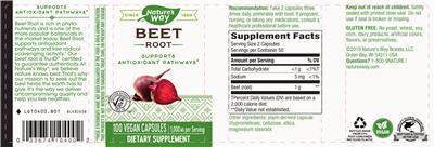 Photo of the Nature's Way Beet Root label