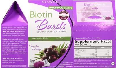 Photo of the NeoCell Biotin Bursts Brazilian Acai Berry label