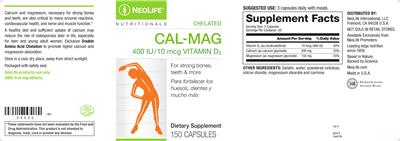 Photo of the NeoLife Nutritionals Chelated Cal-Mag label