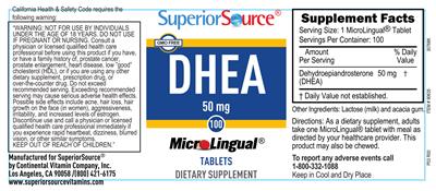 Photo of the Superior Source DHEA 50 mg label