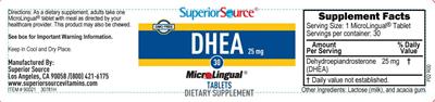 Photo of the Superior Source DHEA 25 mg label
