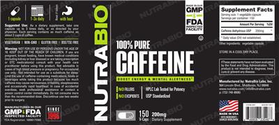 100% Pure Caffeine 200 mg