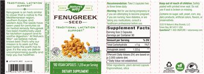 Photo of the Nature's Way Fenugreek Seed label