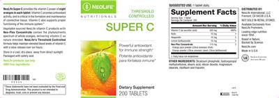 Photo of the NeoLife Nutritionals Super C label
