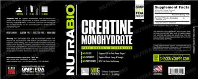 Photo of the NutraBio Creatine Monohydrate label