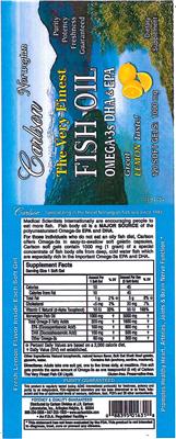 Photo of the Carlson The Very Finest Fish Oil label