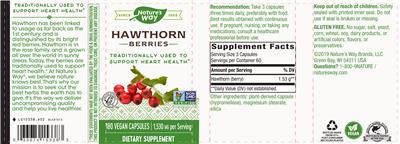 Photo of the Nature's Way Hawthorn Berries label