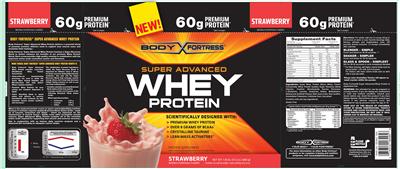 Photo of the Body Fortress Super Advanced Whey Protein Strawberry label