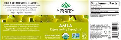 Photo of the Organic India Amla label