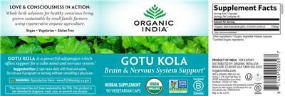 Photo of the Organic India Gotu Kola label