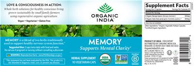 Photo of the Organic India Memory label