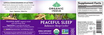 Photo of the Organic India Peaceful Sleep label