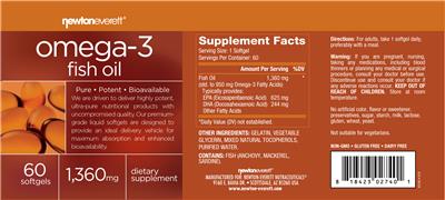 Photo of the NewtonEverett Omega-3 Fish Oil 1360 mg label