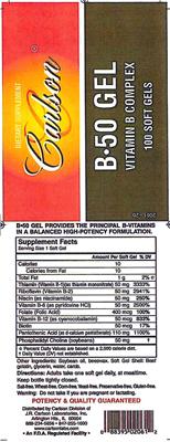 Photo of the Carlson B-50 Gel label