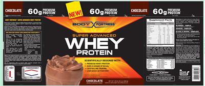 Photo of the Body Fortress Super Advanced Whey Protein Chocolate label