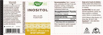 Photo of the Nature's Way Inositol 500 mg label