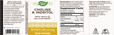 Photo of the Nature's Way Choline & Inositol label