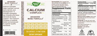 Photo of the Nature's Way Calcium Complex label