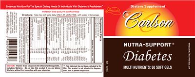 Photo of the Carlson Nutra-Support Diabetes label