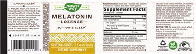 Photo of the Nature's Way Melatonin Lozenge 2.5 mg label