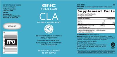 Photo of the GNC Total Lean CLA label